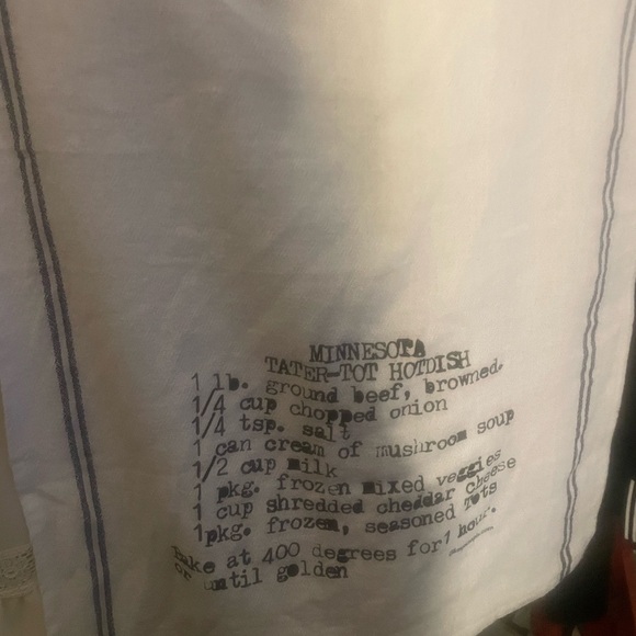 Vintage Minnesota Iconic Tater-Tot Hotdish Recipe Monogrammed Flour Sack Towel - Picture 8 of 9